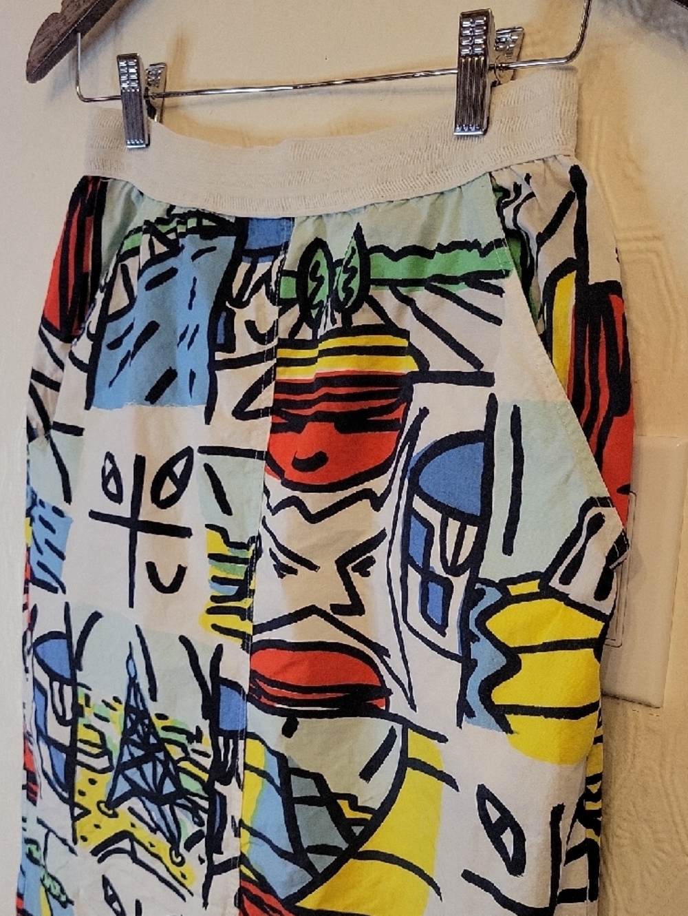 Abstract Multi-Color Cotton Blend Pencil Skirt - Picture 2 of 5
